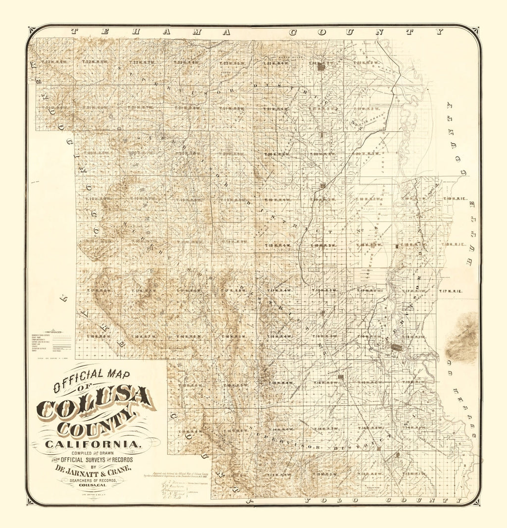 Vintage Map of Colusa County, California 1885