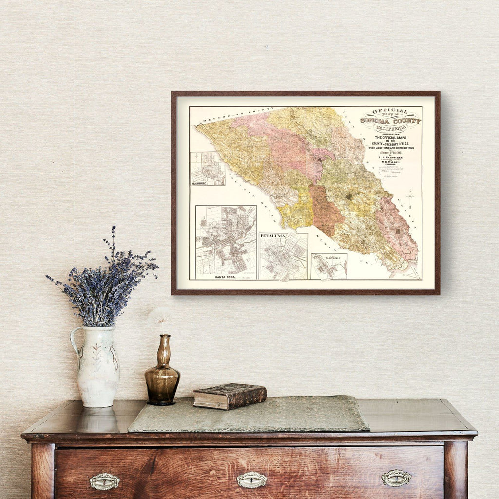 Vintage Map of Sonoma County, California 1900