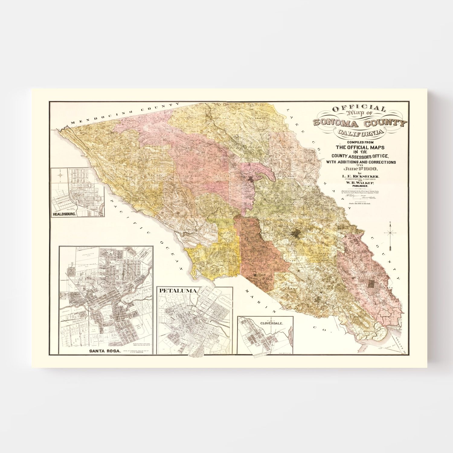 Vintage Map of Sonoma County, California 1900