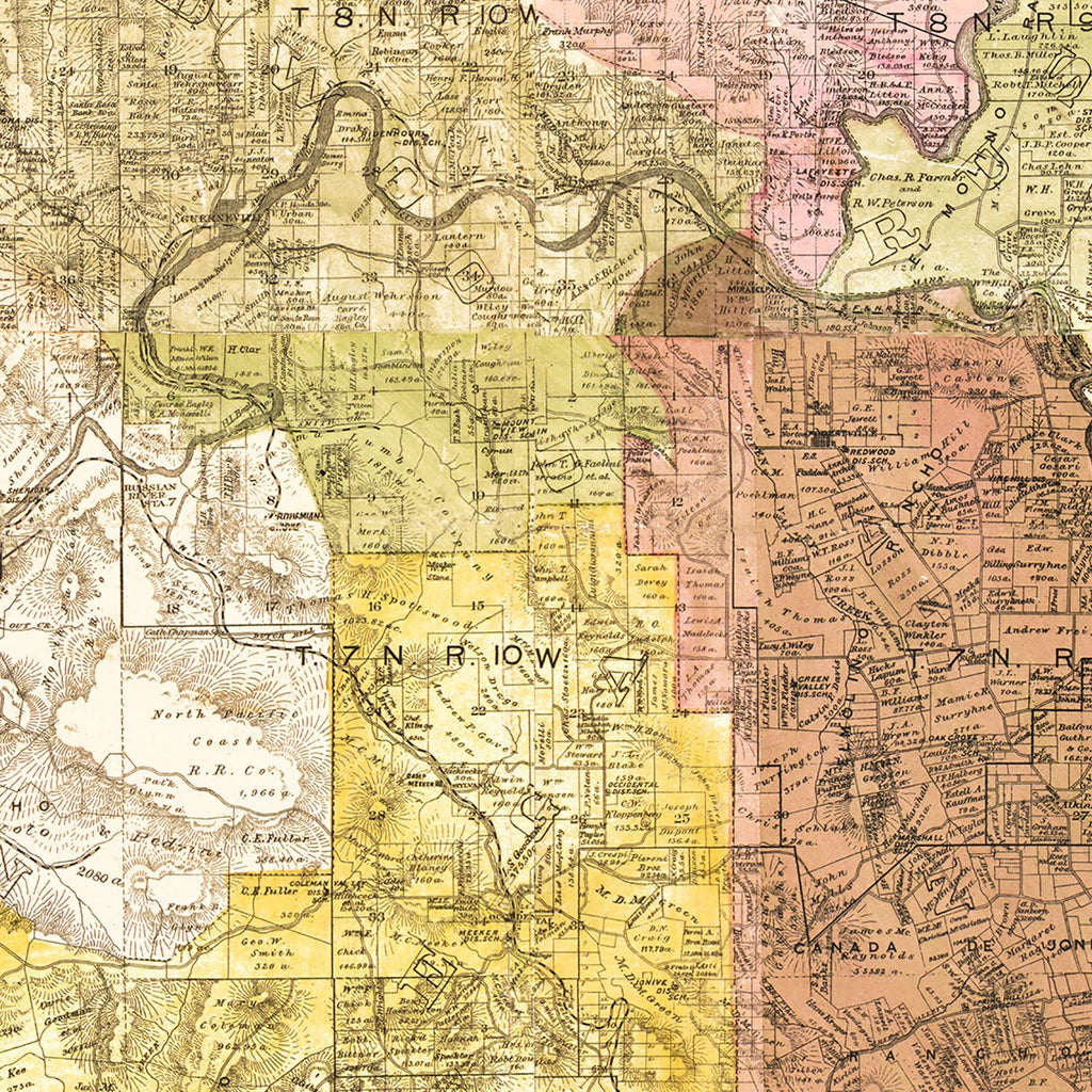 Vintage Map of Sonoma County, California 1900