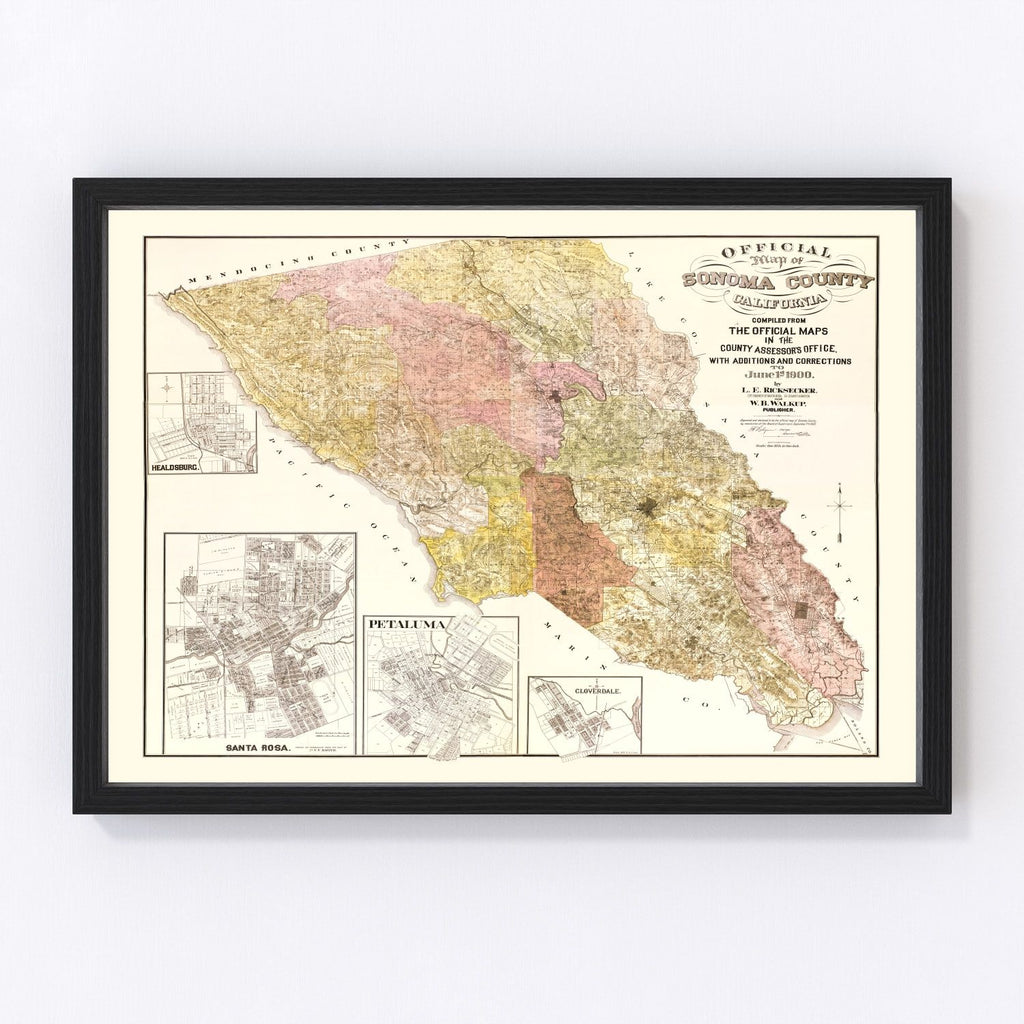 Vintage Map of Sonoma County, California 1900