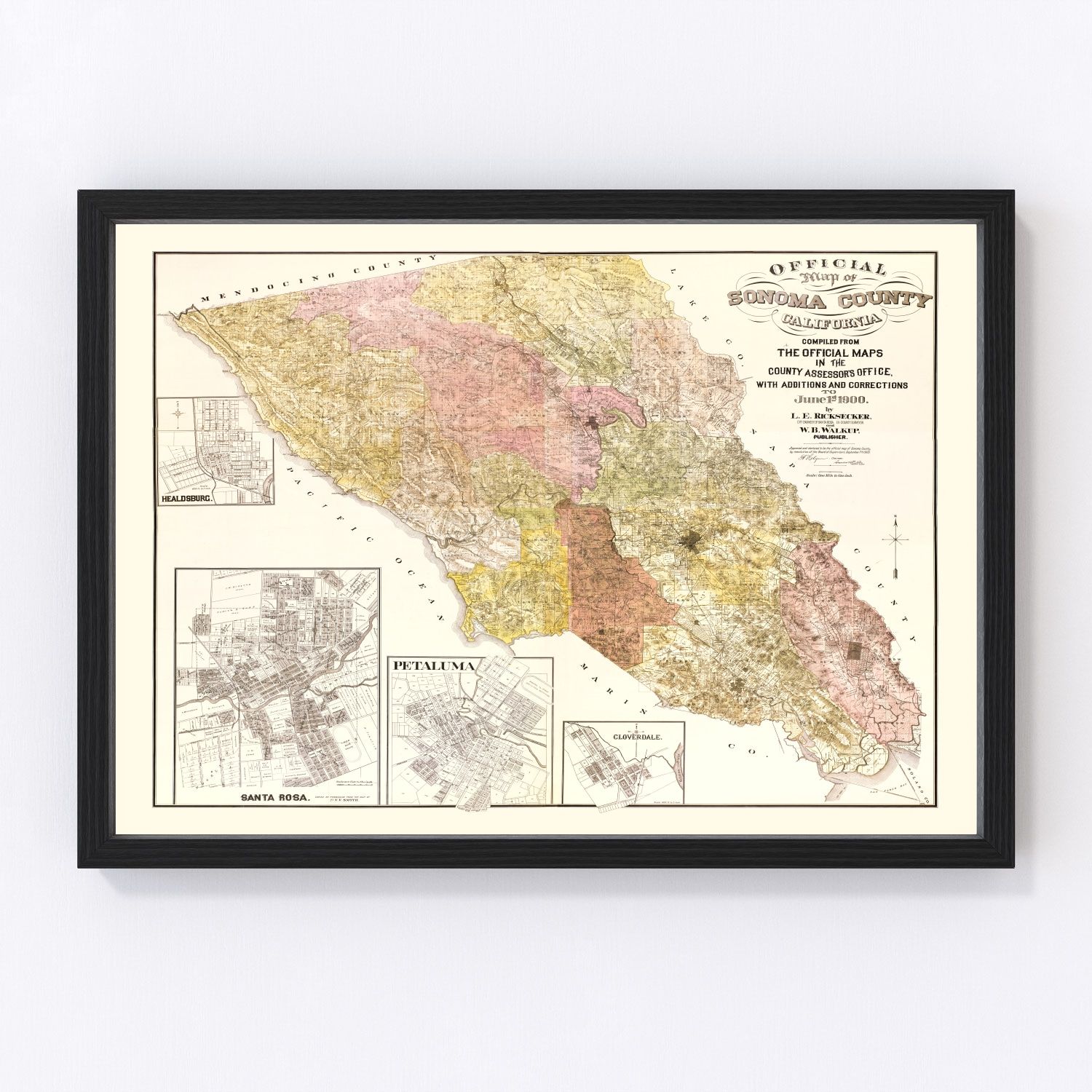 Vintage Map of Sonoma County, California 1900
