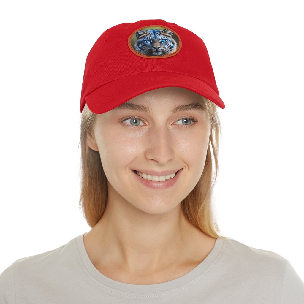 Blue Wildcat Dad Hat with Leather Patch (Round)