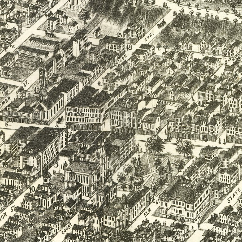Vintage Map of Springfield, Massachusetts 1875
