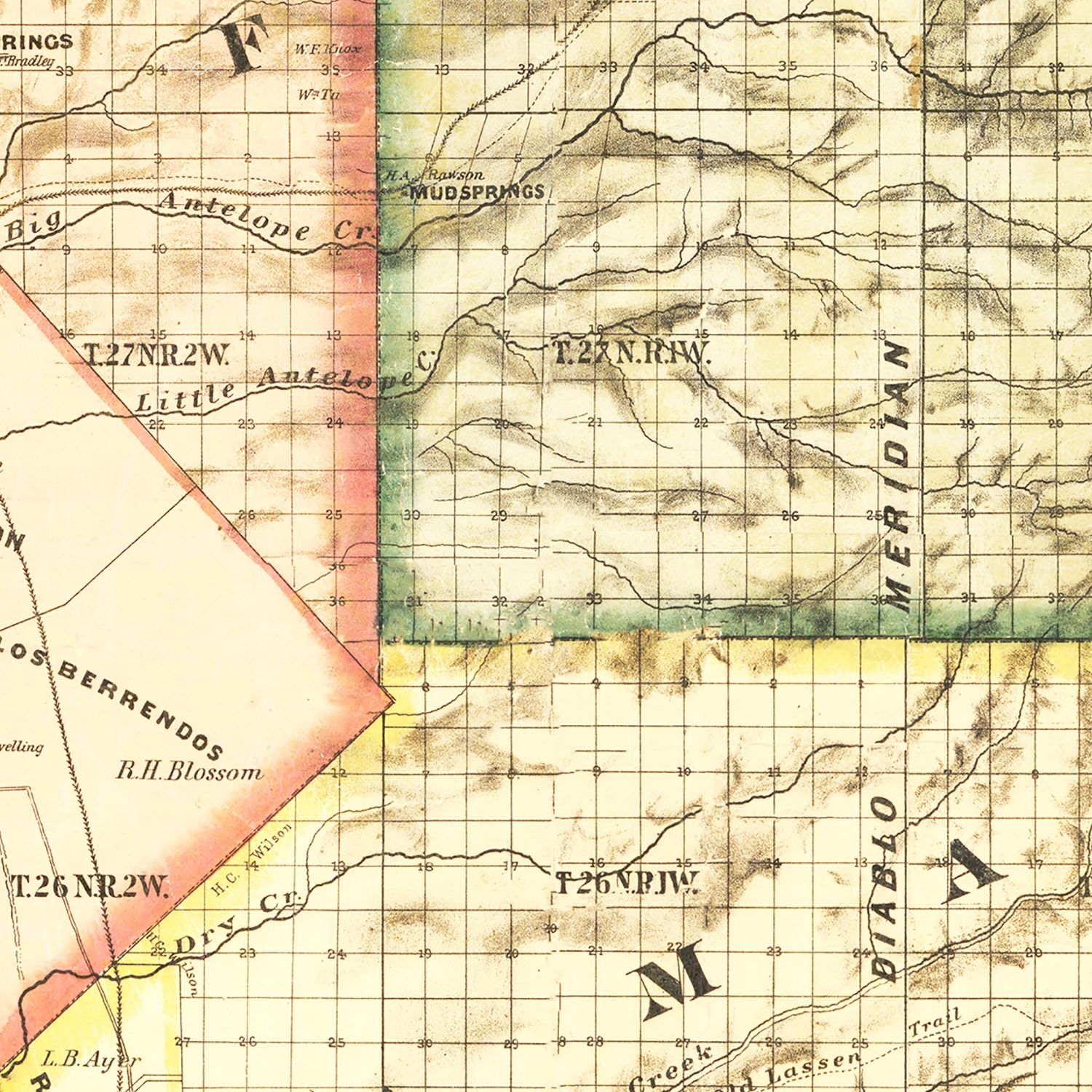 Vintage Map of Tehama County, California 1878