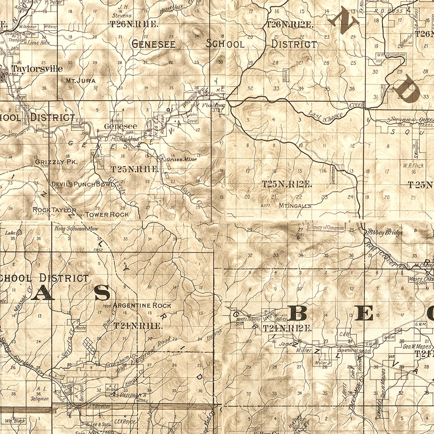 Vintage Map of Plumas County, California 1892