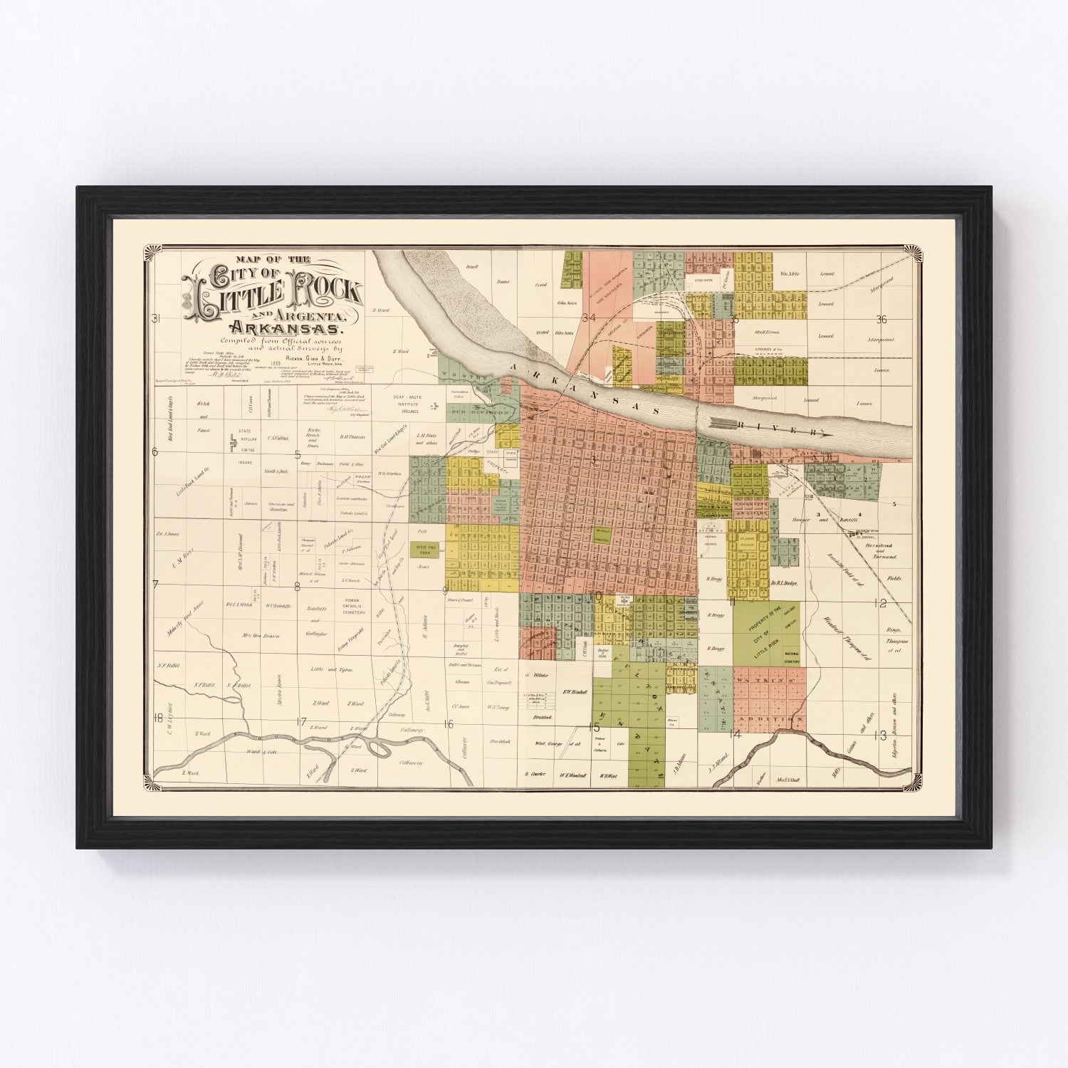 Vintage Map of Little Rock, Arkansas 1888