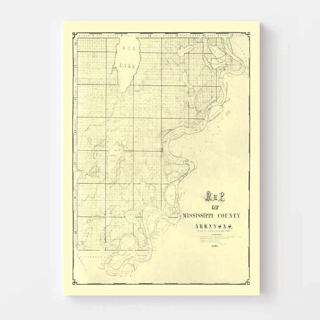 Vintage Map of Mississippi County, Arkansas 1898