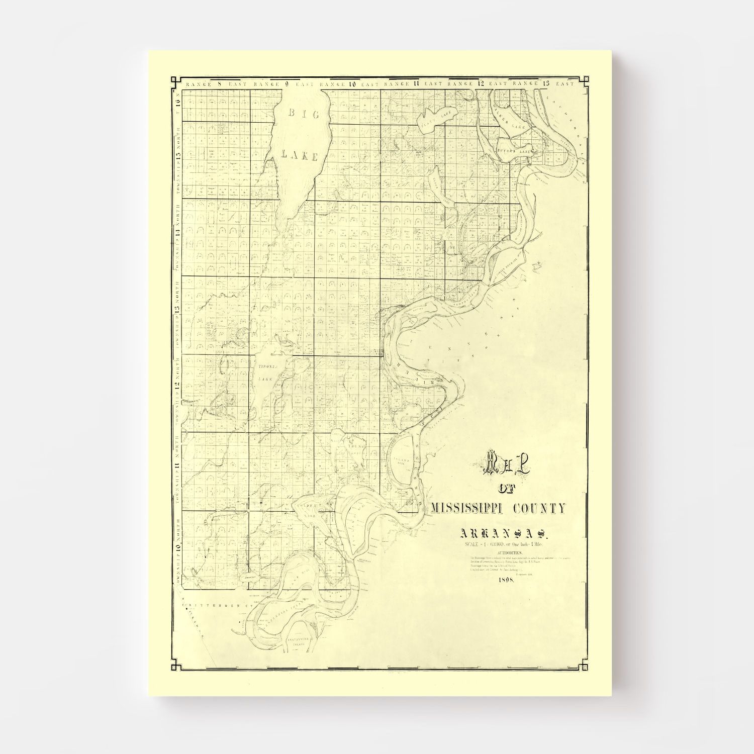 Vintage Map of Mississippi County, Arkansas 1898