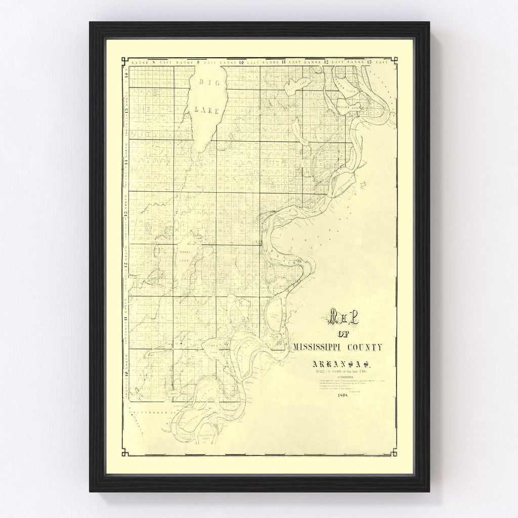 Vintage Map of Mississippi County, Arkansas 1898