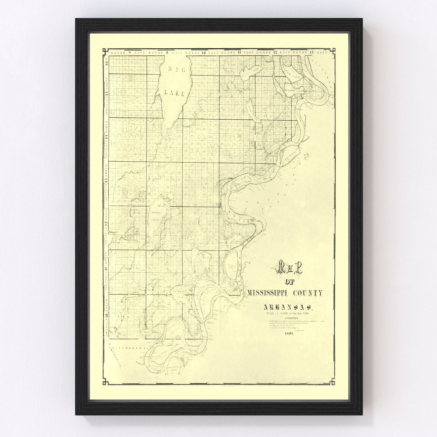 Vintage Map of Mississippi County, Arkansas 1898