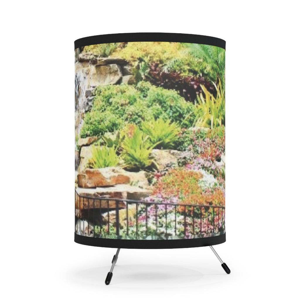 Tropical Waterfall Tripod Lamp with Printed Shade