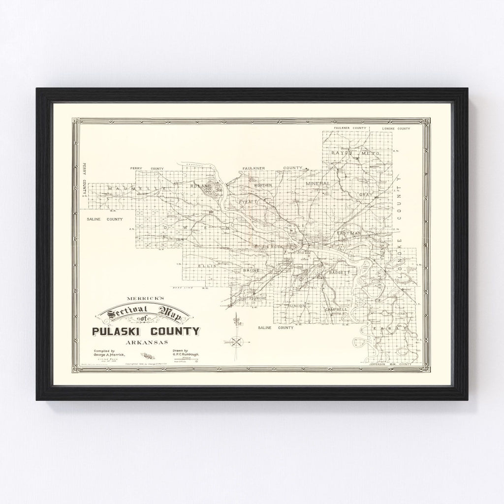 Vintage Map of Pulaski County, Arkansas 1898