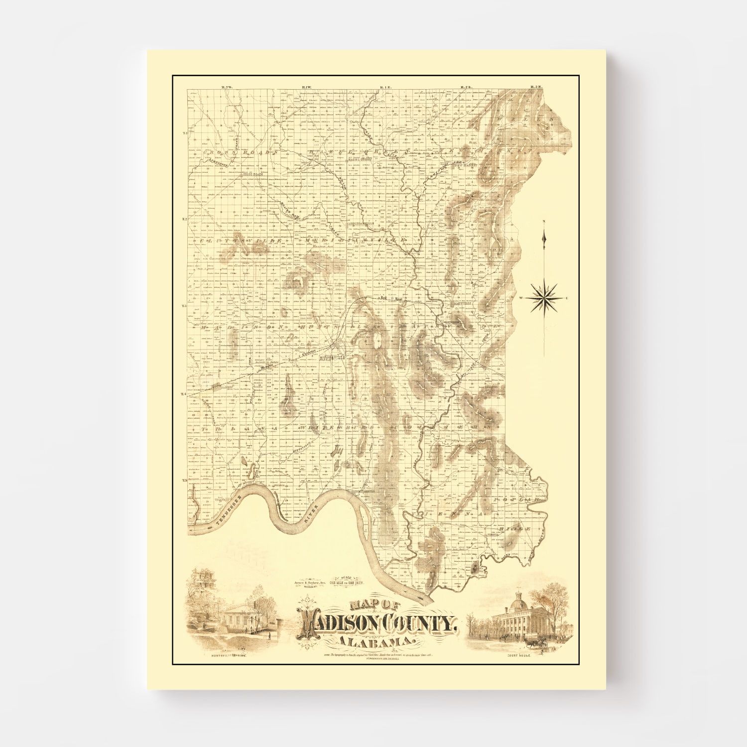 Vintage Map of Madison County, Alabama 1875