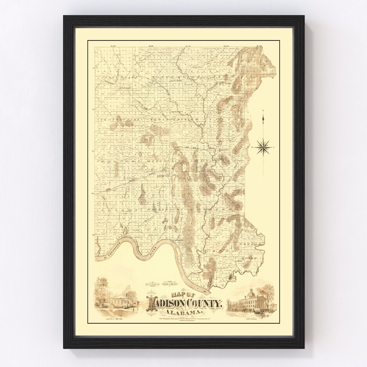 Vintage Map of Madison County, Alabama 1875