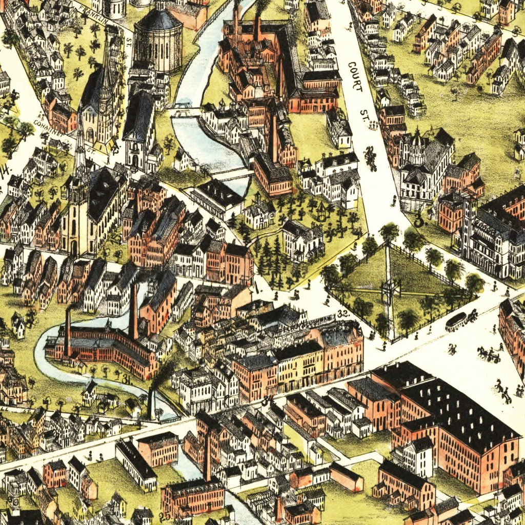 Vintage Map of Taunton, Massachusetts 1875