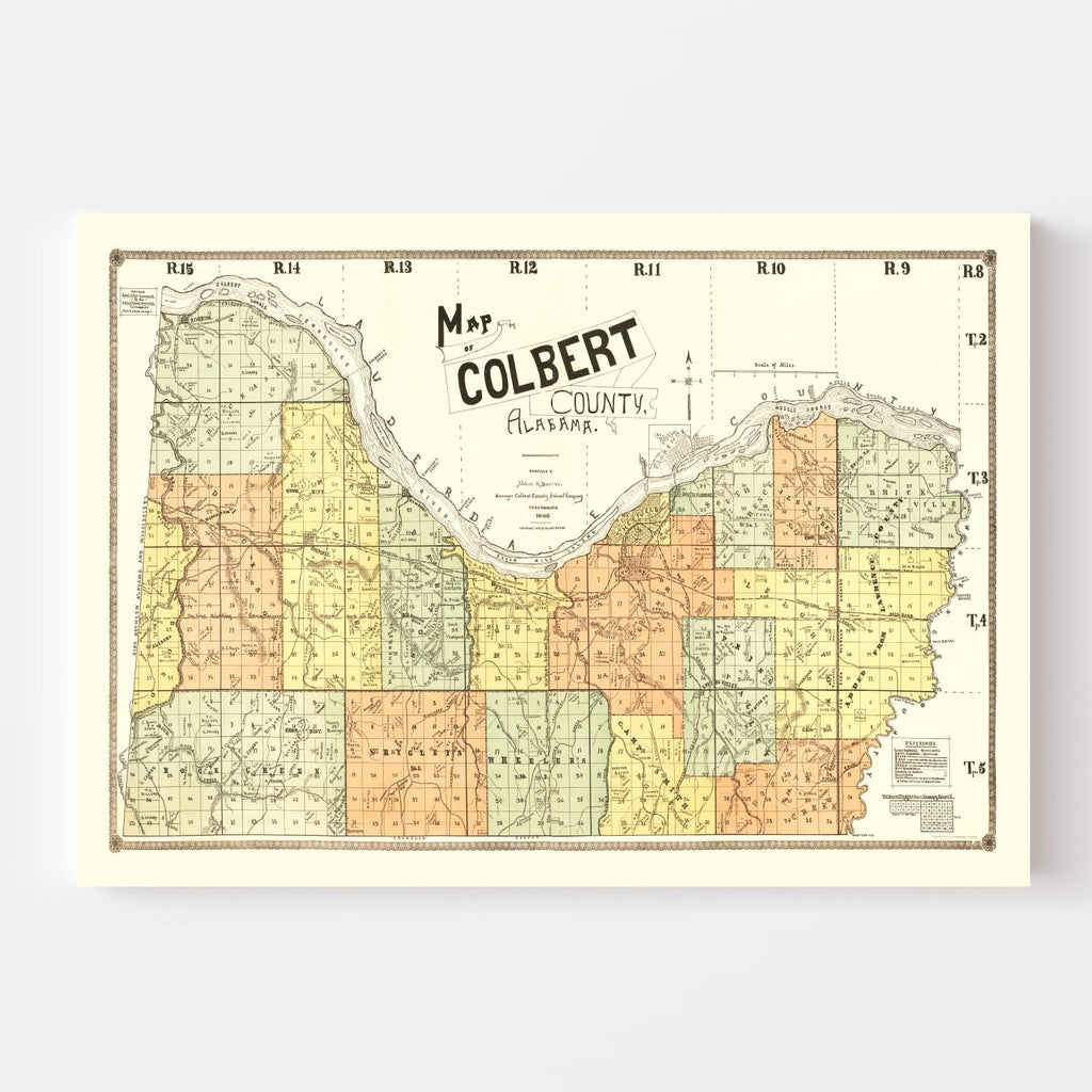 Vintage Map of Colbert County, Alabama 1896