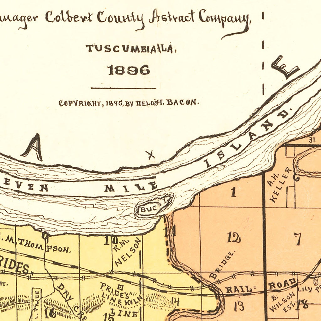 Vintage Map of Colbert County, Alabama 1896