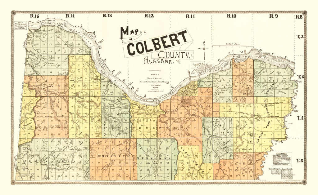 Vintage Map of Colbert County, Alabama 1896