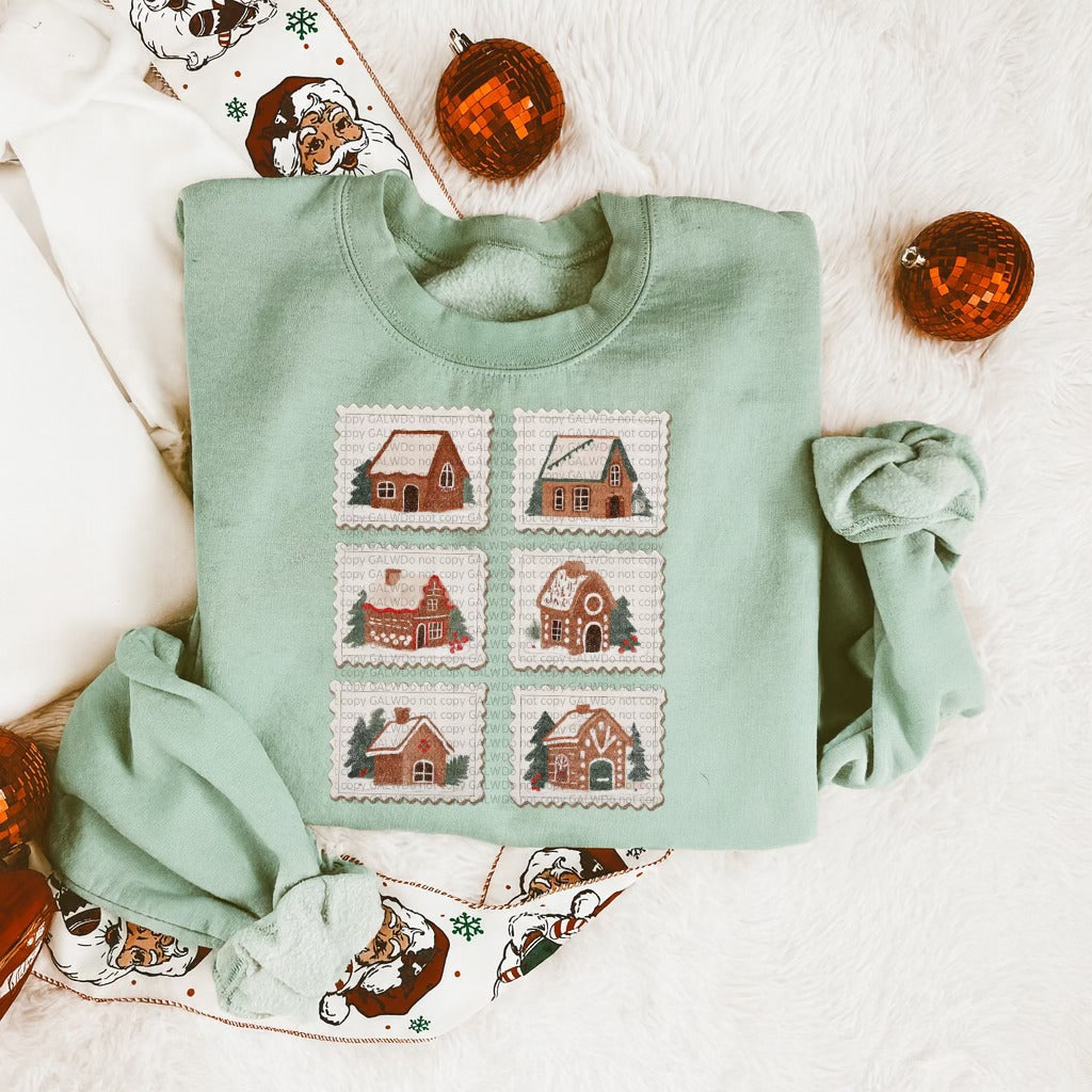 Gingerbread house stamps  tee or sweatshirt