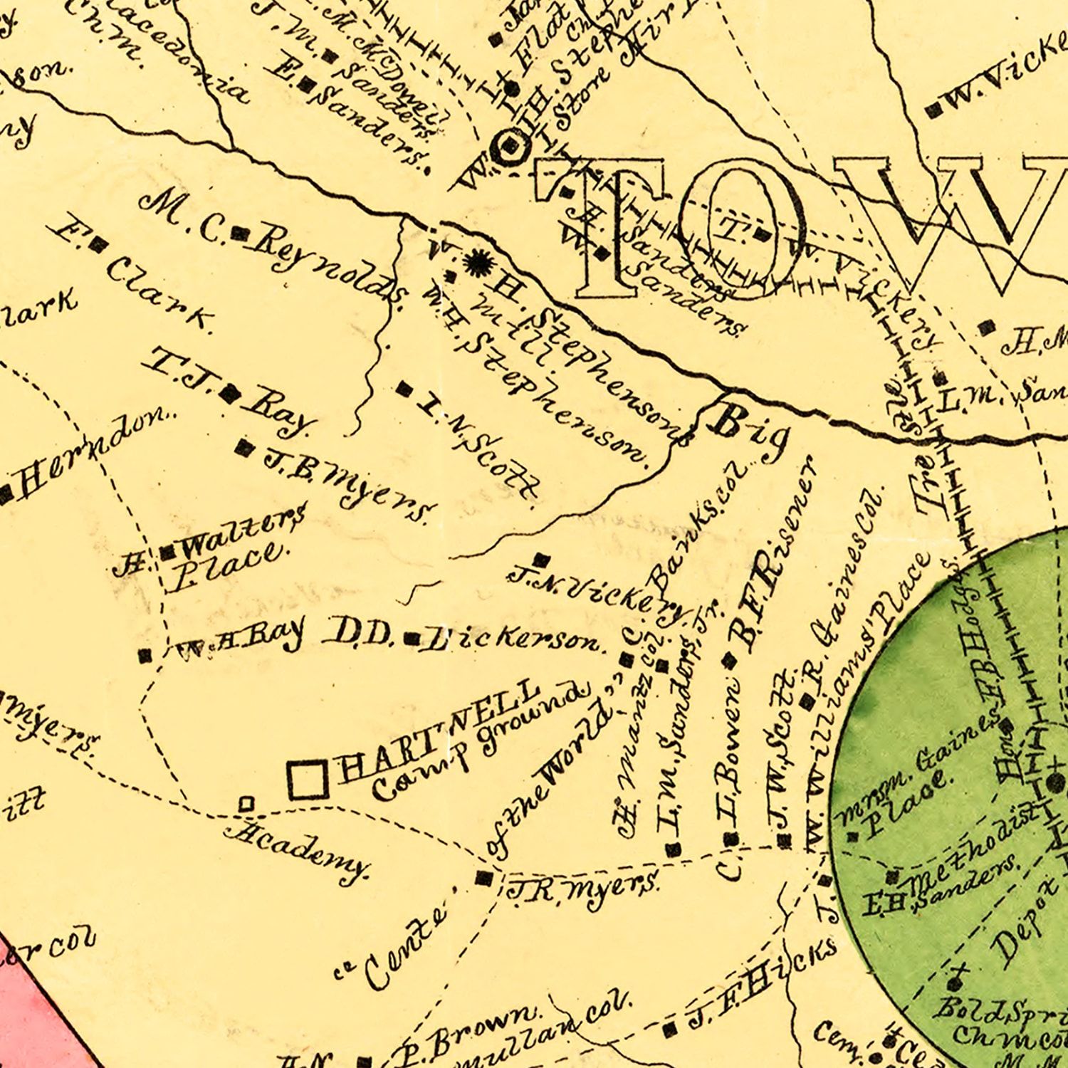 Vintage Map of Hart County, Georgia 1889