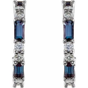 Sterling Silver Lab-Grown Alexandrite & 1/2 CTW Natural Diamond 17.2 mm Hoop Earrings – image 2