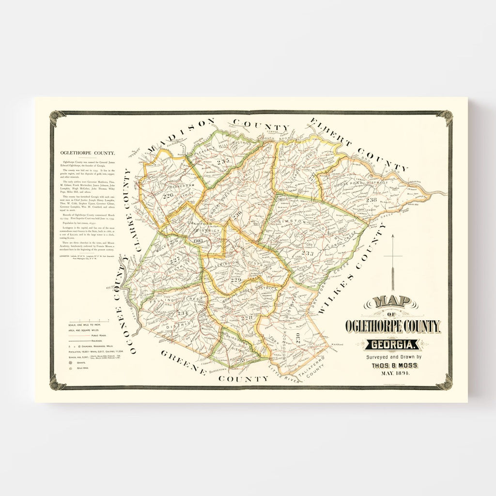 Vintage Map of Oglethorpe County, Georgia 1894