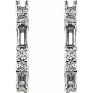 14K White Gold 4x2 mm Straight Baguette 1/2 CTW Natural Diamond Semi-Set Earrings – image 2