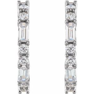 Platinum 1/5 CTW Natural Diamond 17.2 mm Hoop Earrings – image 2