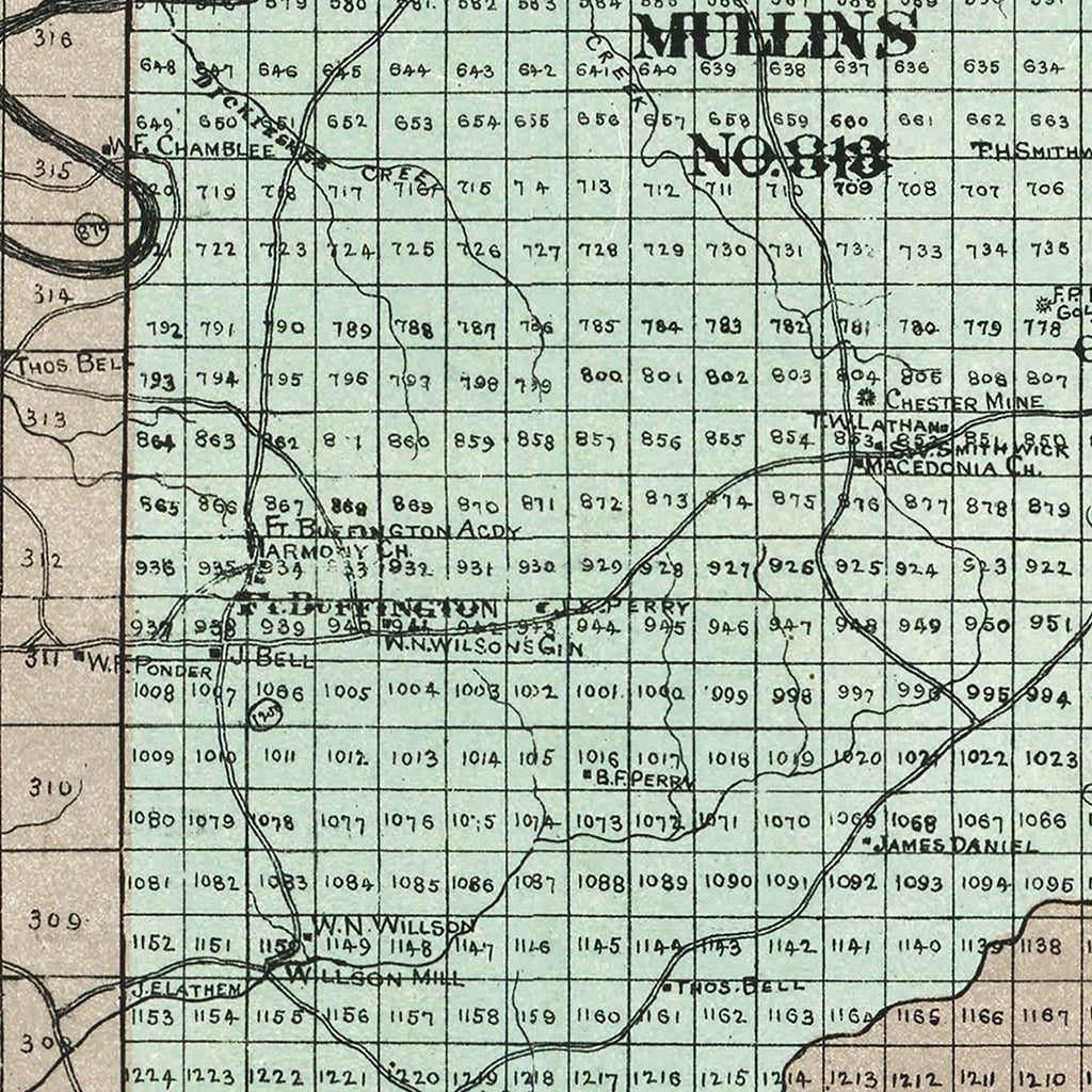 Vintage Map of Cherokee County, Georgia 1895