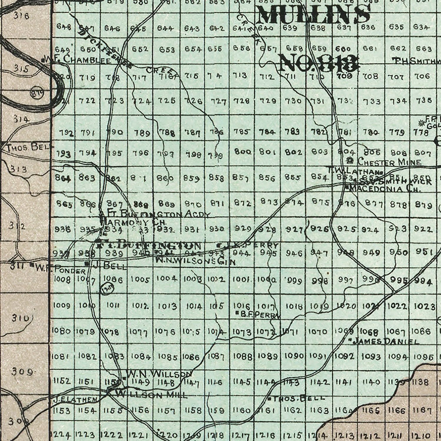 Vintage Map of Cherokee County, Georgia 1895