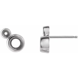 Sterling Silver 4 mm Round Accented Earring Mounting