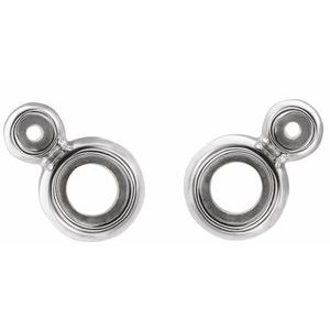 Platinum 4 mm Round Accented Earring Mounting – image 2