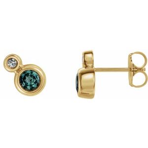 14K Yellow Gold 4 mm Lab-Grown Alexandrite & .06 CTW Natural Diamond Earrings