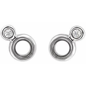 Sterling Silver 5 mm Round 1/8 CTW Natural Diamond Semi-Set Earrings – image 2