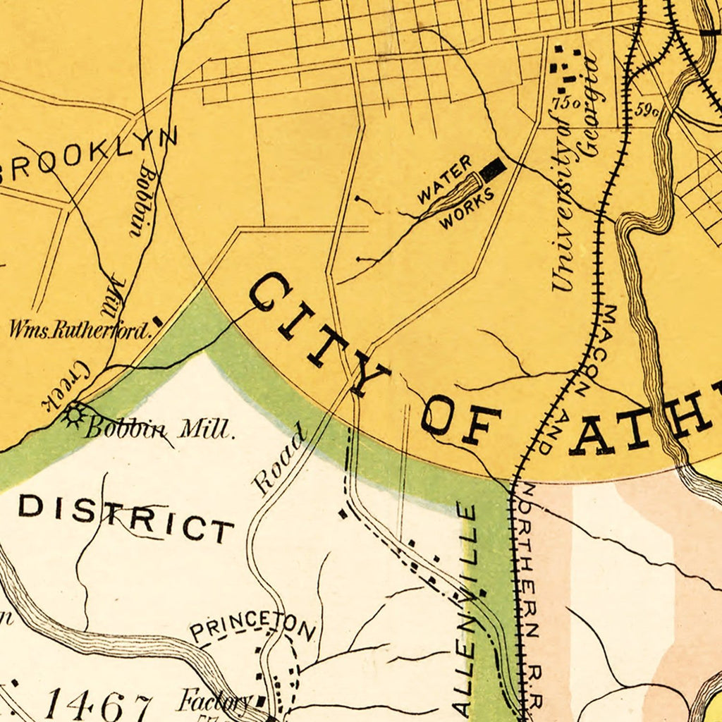 Vintage Map of Clarke County, Georgia 1893