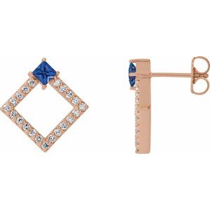14K Rose Gold Natural Tanzanite & 1/3 CTW Natural Diamond Earrings