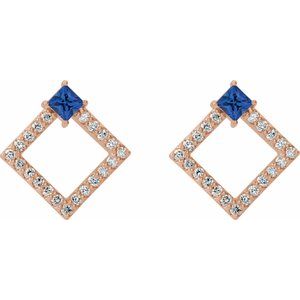 14K Rose Gold Natural Blue Sapphire & 1/3 CTW Natural Diamond Earrings – image 2