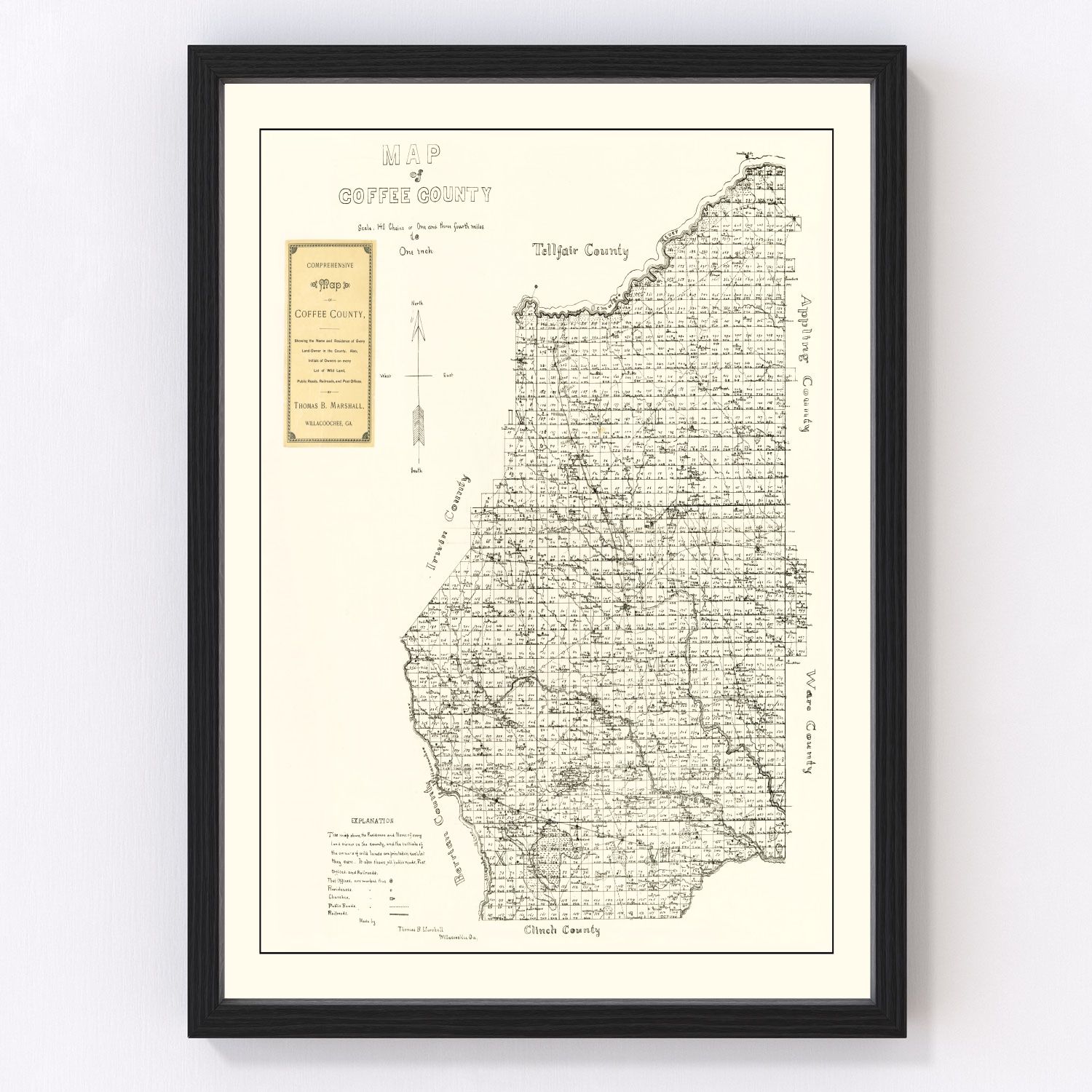 Vintage Map of Coffee County, Georgia 1891