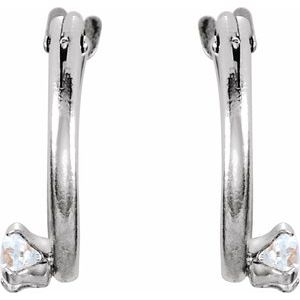 Sterling Silver Imitation White Cubic Zirconia 10.5 mm Hoop Earrings – image 2