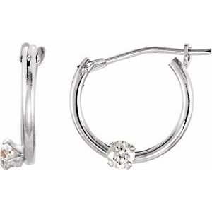 14K Yellow Gold Imitation White Cubic Zirconia 10.5 mm Hoop Earrings – image 3