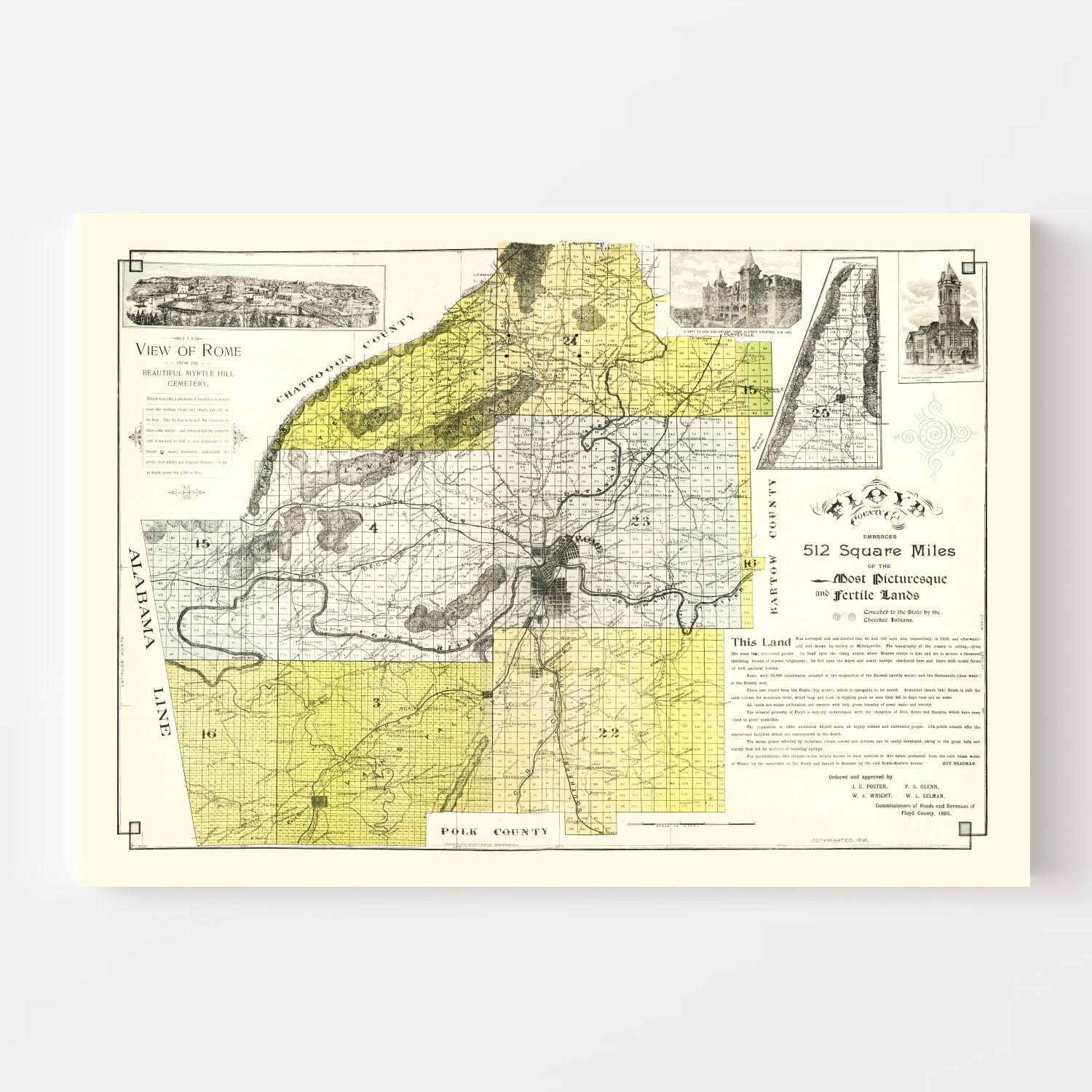 Vintage Map of Floyd County, Georgia 1895
