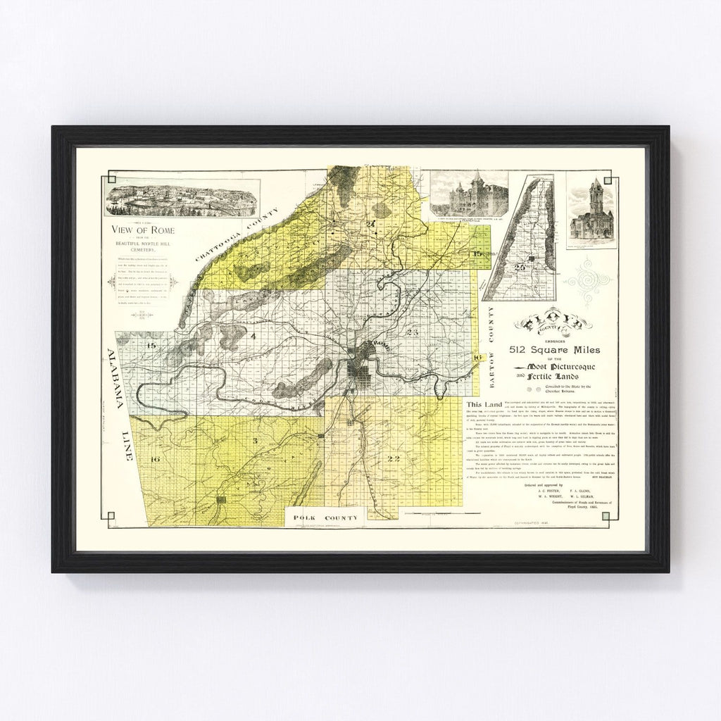Vintage Map of Floyd County, Georgia 1895