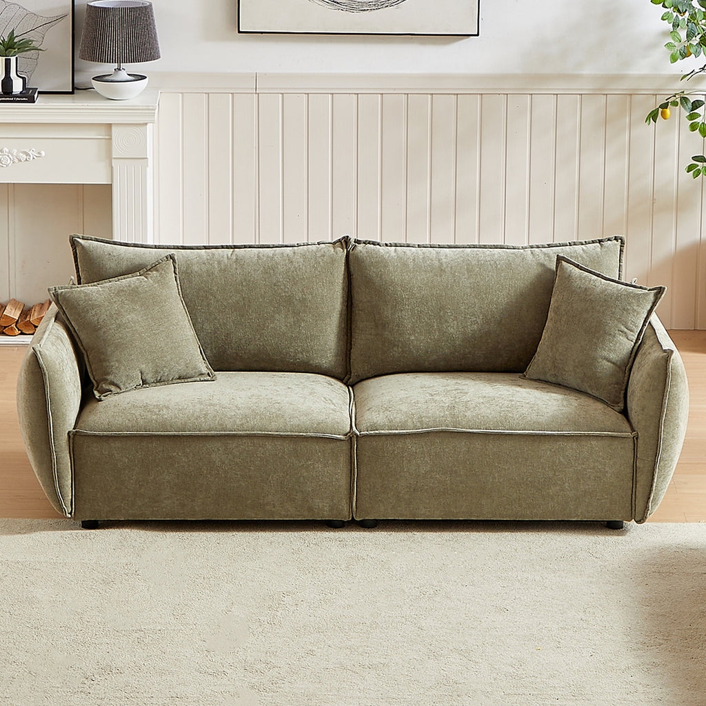 3-Seater + 3-Seater Combo Sofa Modern Living Room Sofa, Linen Fabric Sofa, Wooden Frame with 4 Pillows, Apartment Sofa Furniture