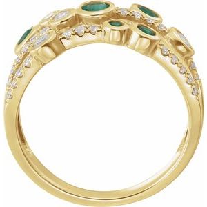 14K Yellow Gold Natural Emerald & 3/8 CTW Natural Diamond Ring