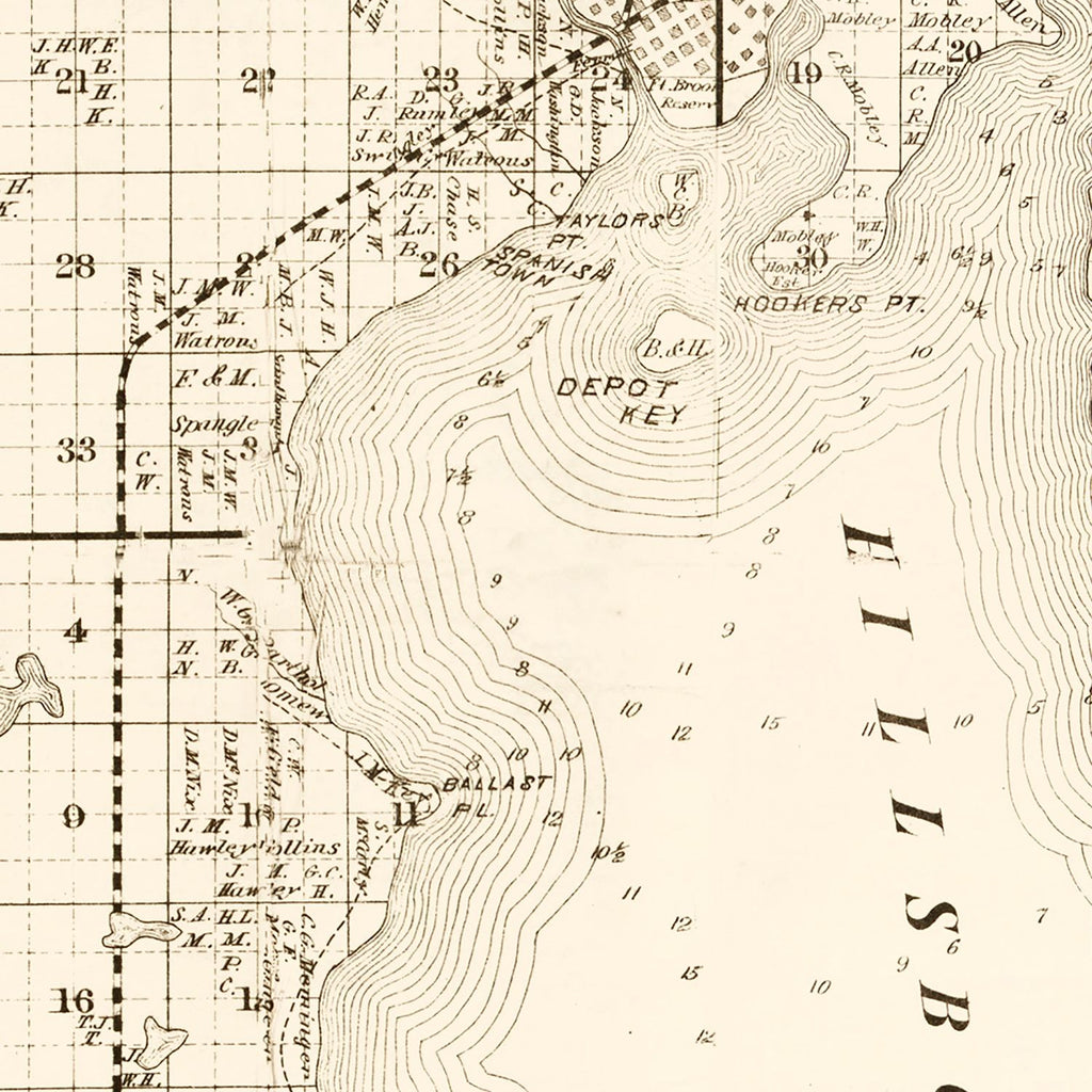 Vintage Map of Hillsborough County, Florida 1882