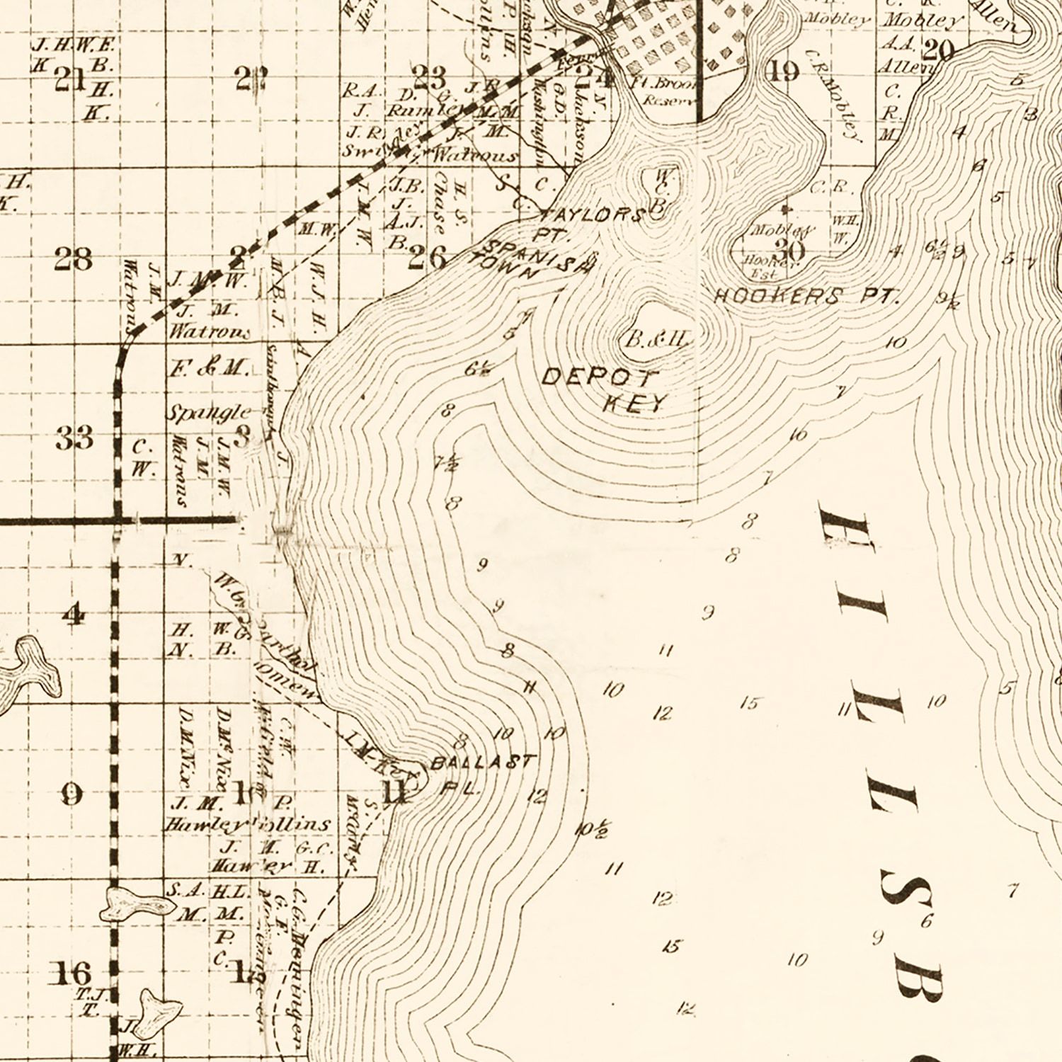 Vintage Map of Hillsborough County, Florida 1882