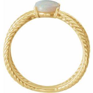 14K Yellow Gold 8x6 mm  Natural White Opal Criss-Cross Ring