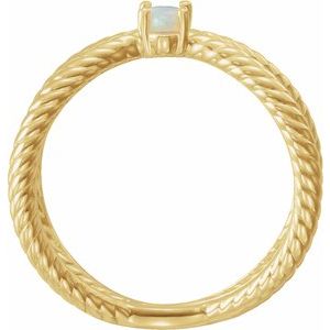 14K Yellow Gold 5x3 mm  Natural White Opal Criss-Cross Ring
