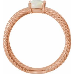 14K Rose Gold 7x5 mm  Natural White Opal Criss-Cross Ring